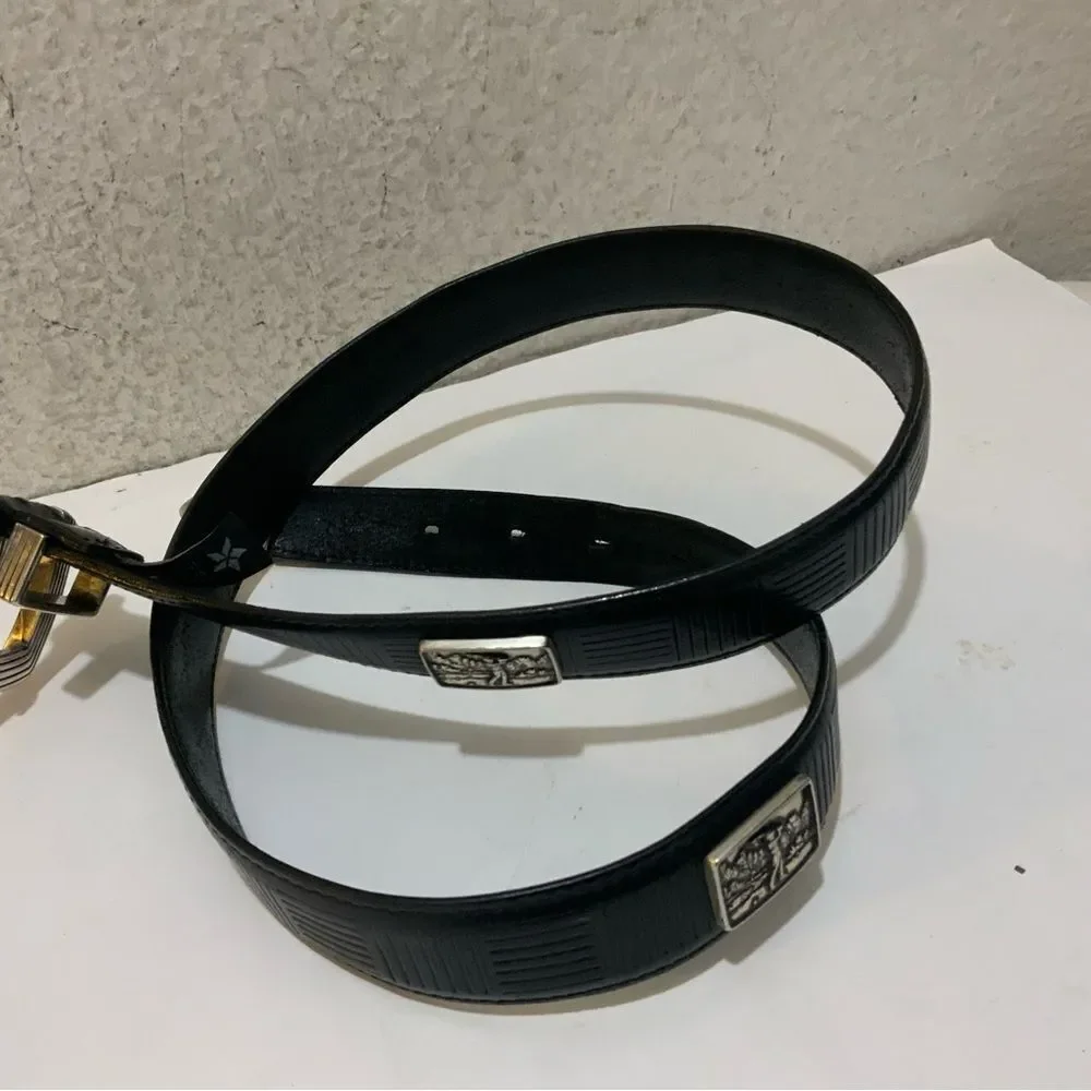 Onyx‎ Brighton Mens 36 Golf Belt  Black Leather Belt Metal Hardware